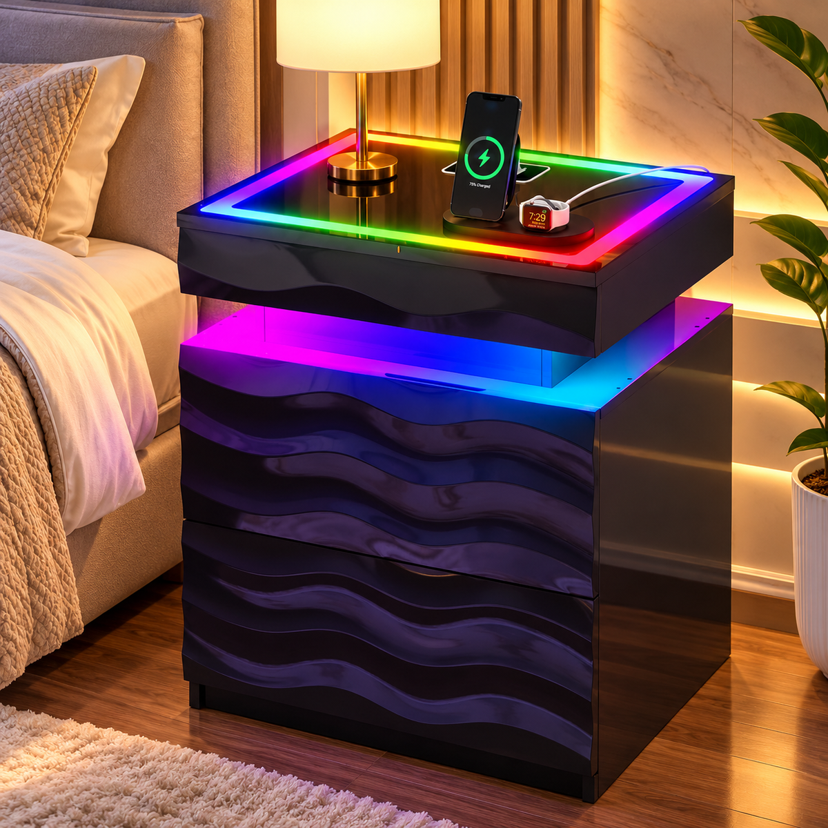 Nora Wave LED Nightstand