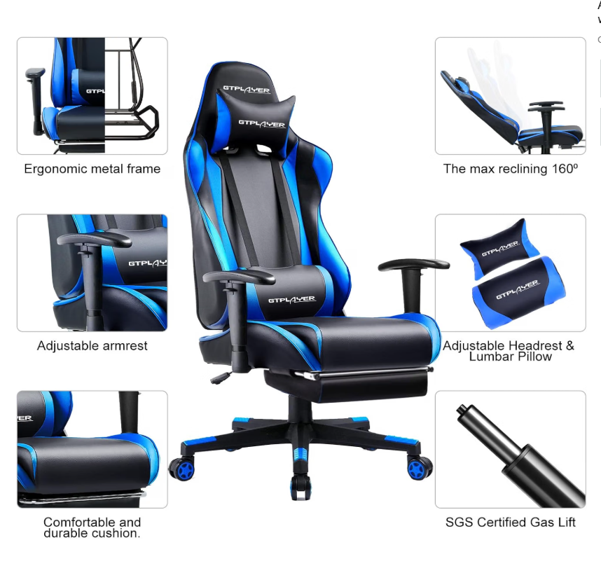 Gaming Chair with Footrest