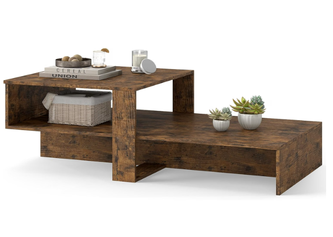 Rustic Brown 2-Tier Coffee Table