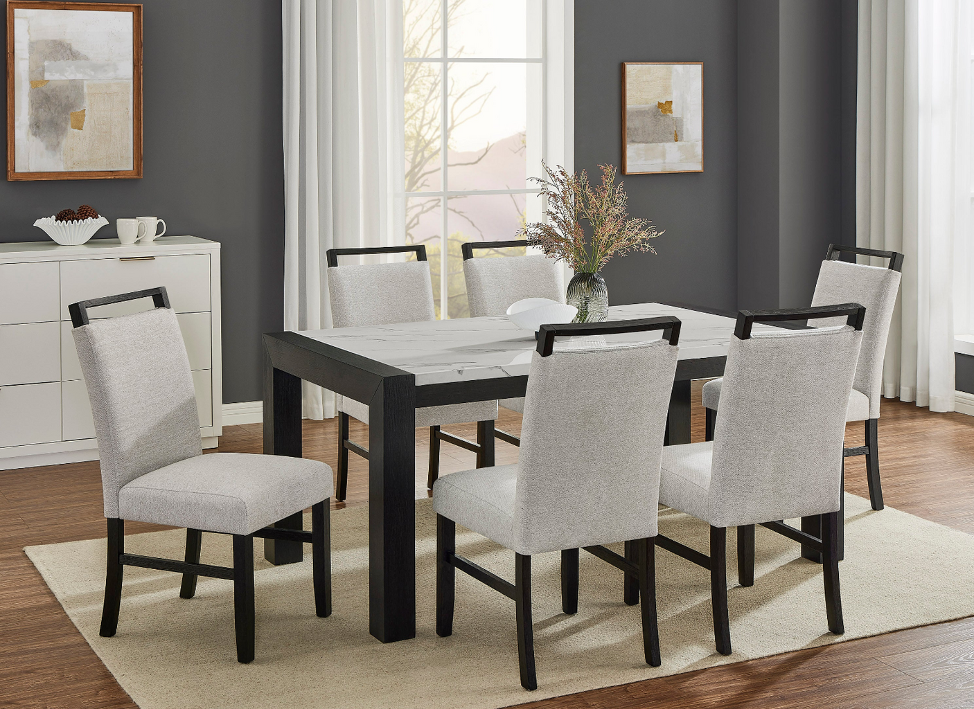 Jules Faux Marble Table w/ 4 Chairs