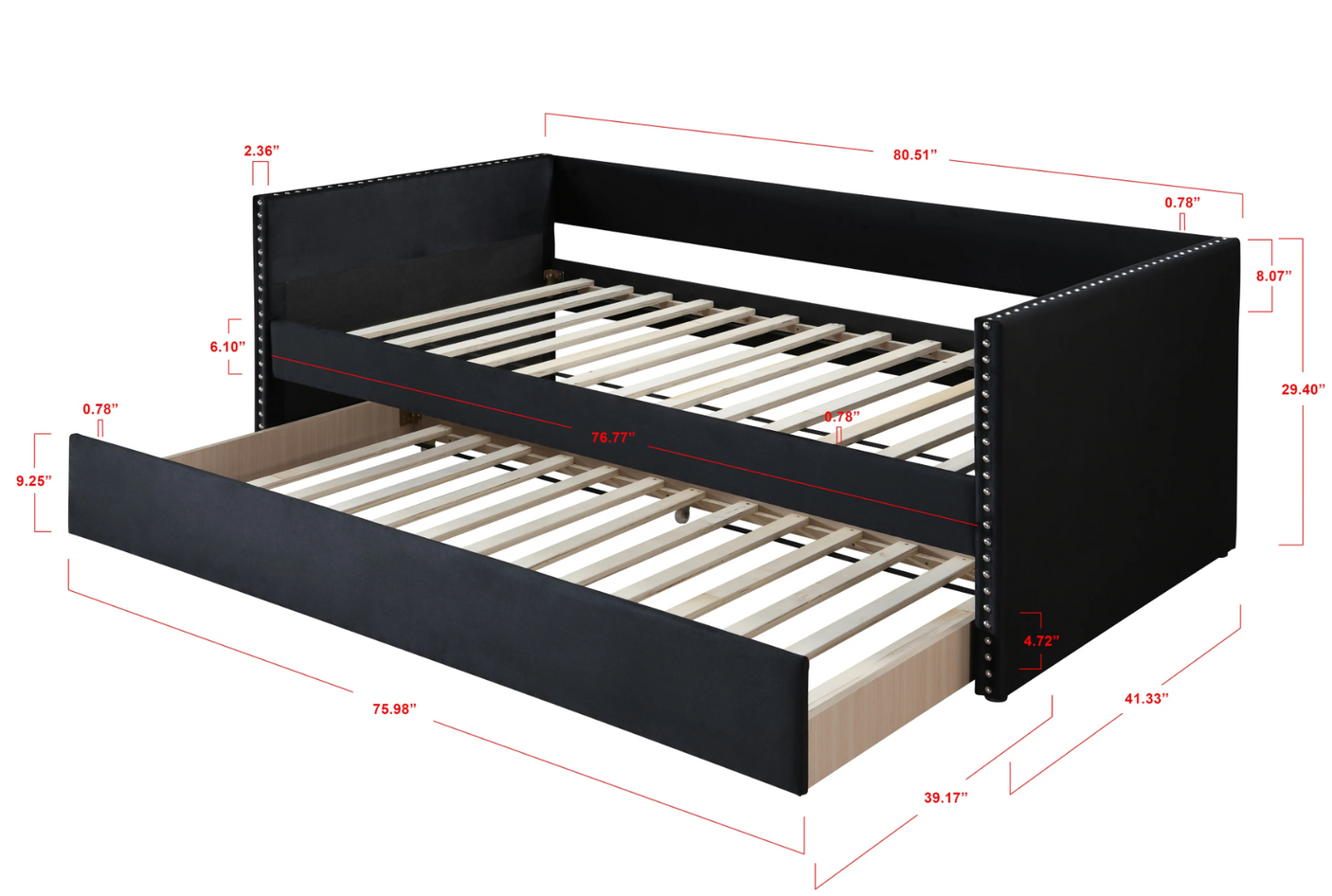 Sadie Daybed w/ Trundle & 2 FREE Twin Mattresses
