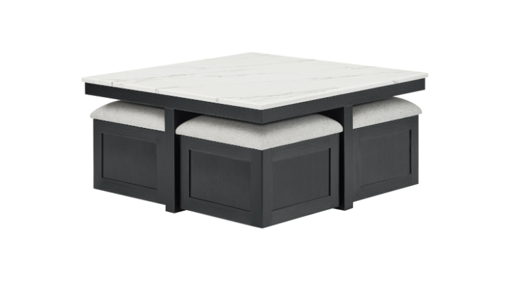 Marta Coffee Table w/ 4 Storage Ottomans