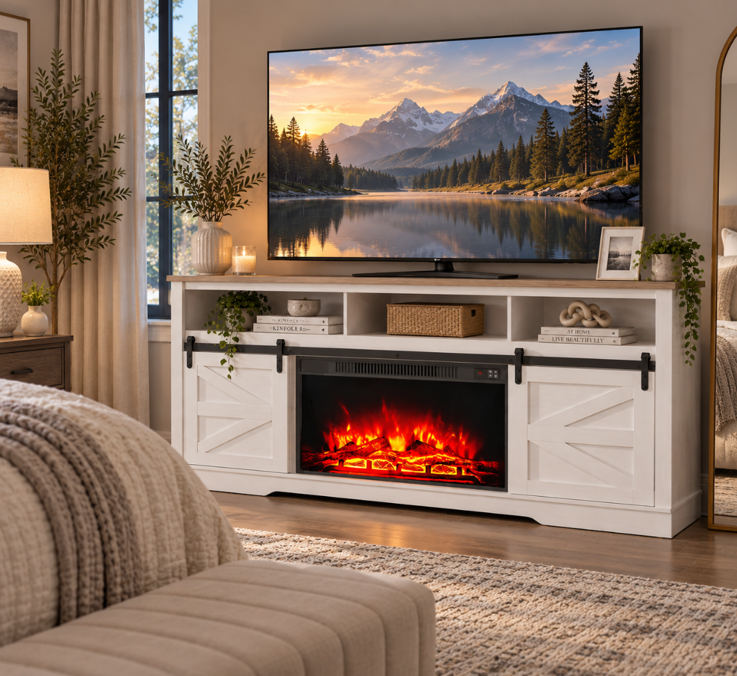 Farmhouse Fireplace 65" TV Stand