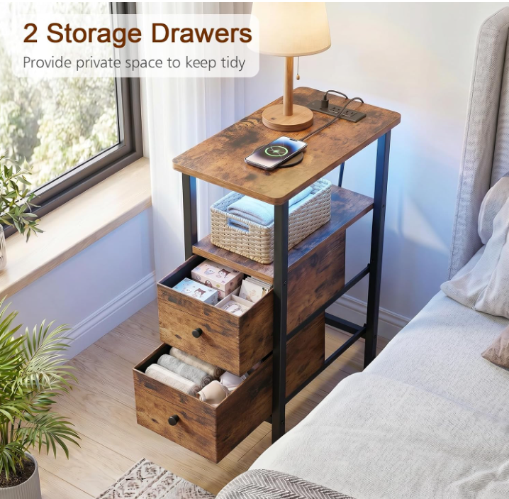Narrow End Table w/ LED Light (Set of 2)