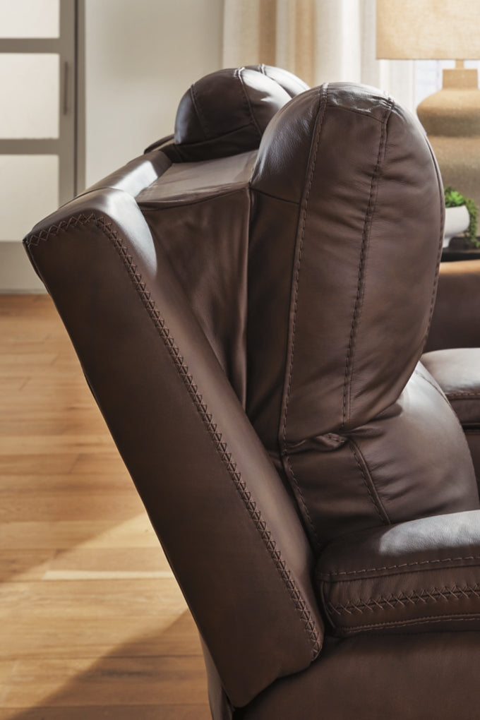 Beryton Power Reclining Loveseat/Console/Adjustable Headrest