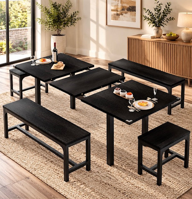 Fanny Table w/2 Stools and 2 Benches