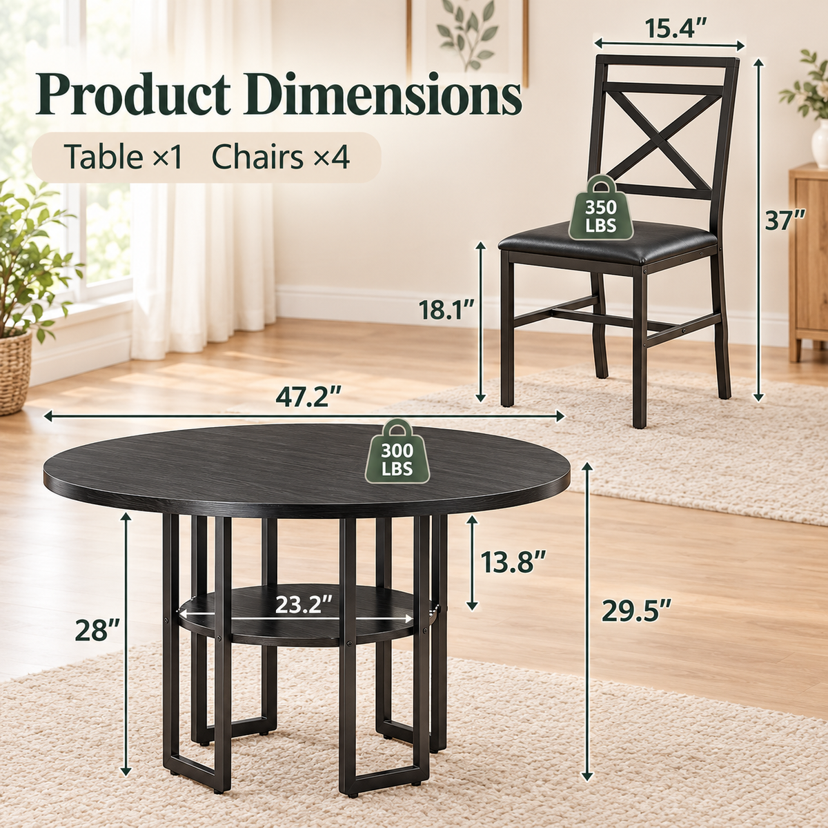Louis Dinning Set w/4 Chairs