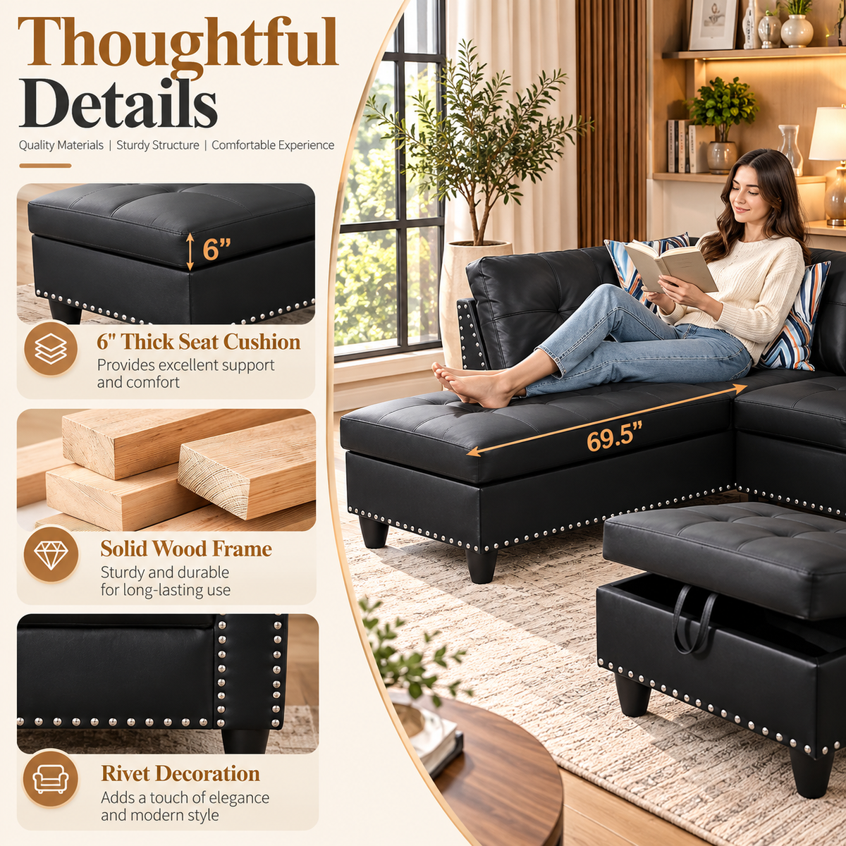 April Sectional with Storage Ottoman