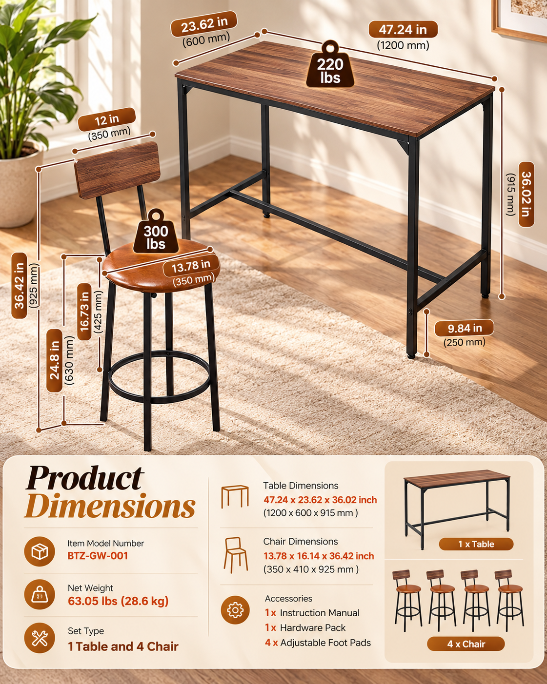 Steve Bar Table and Chairs Set