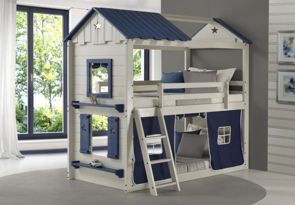 Star Gazer Twin/ Twin Bunk Bed with Blue Tent