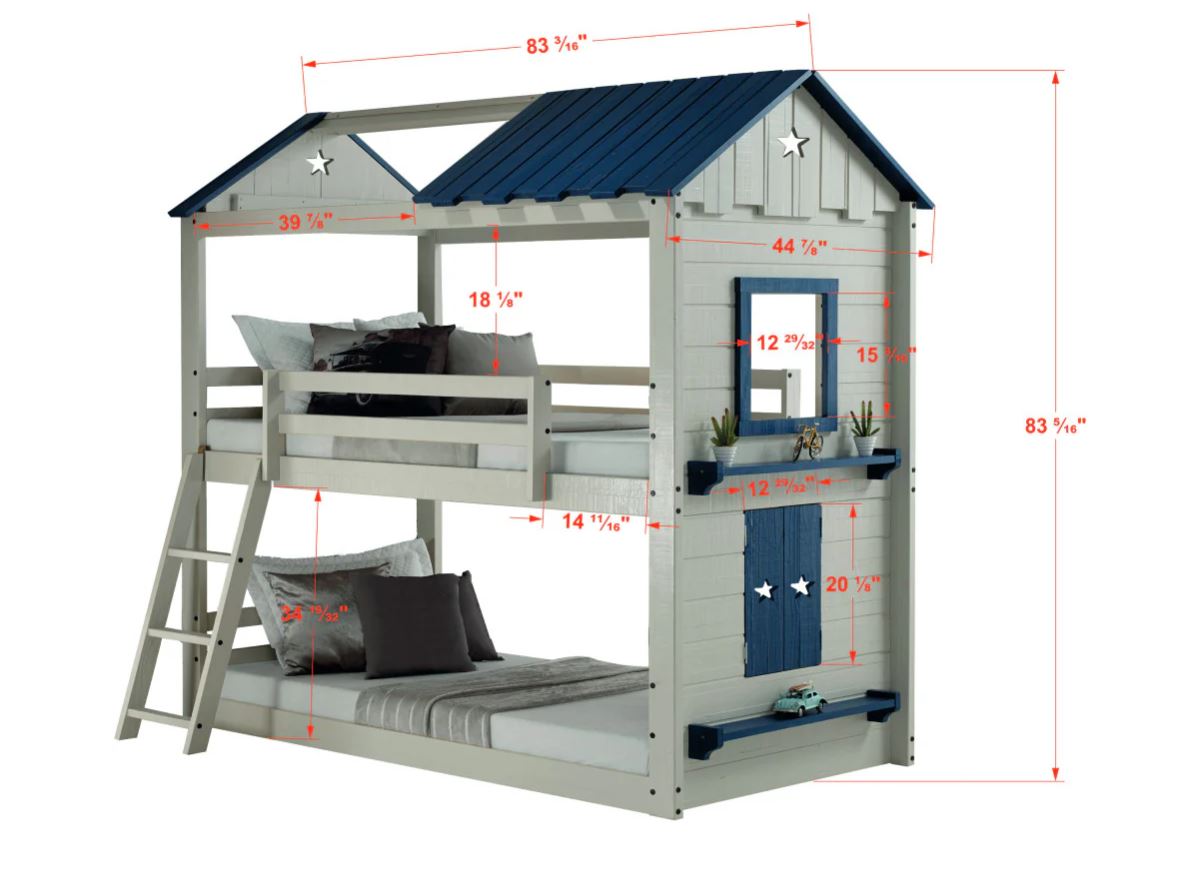 Star Gazer Twin/ Twin Bunk Bed with Blue Tent