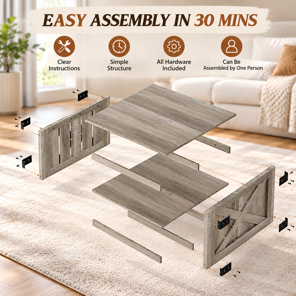 Havenbrook Farmhouse Square Coffee Table
