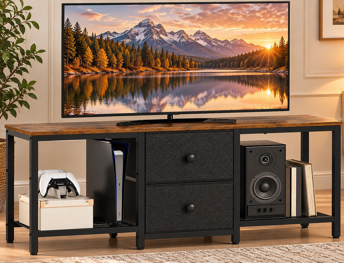 Holly Rustic TV Stand with Storage Drawers
