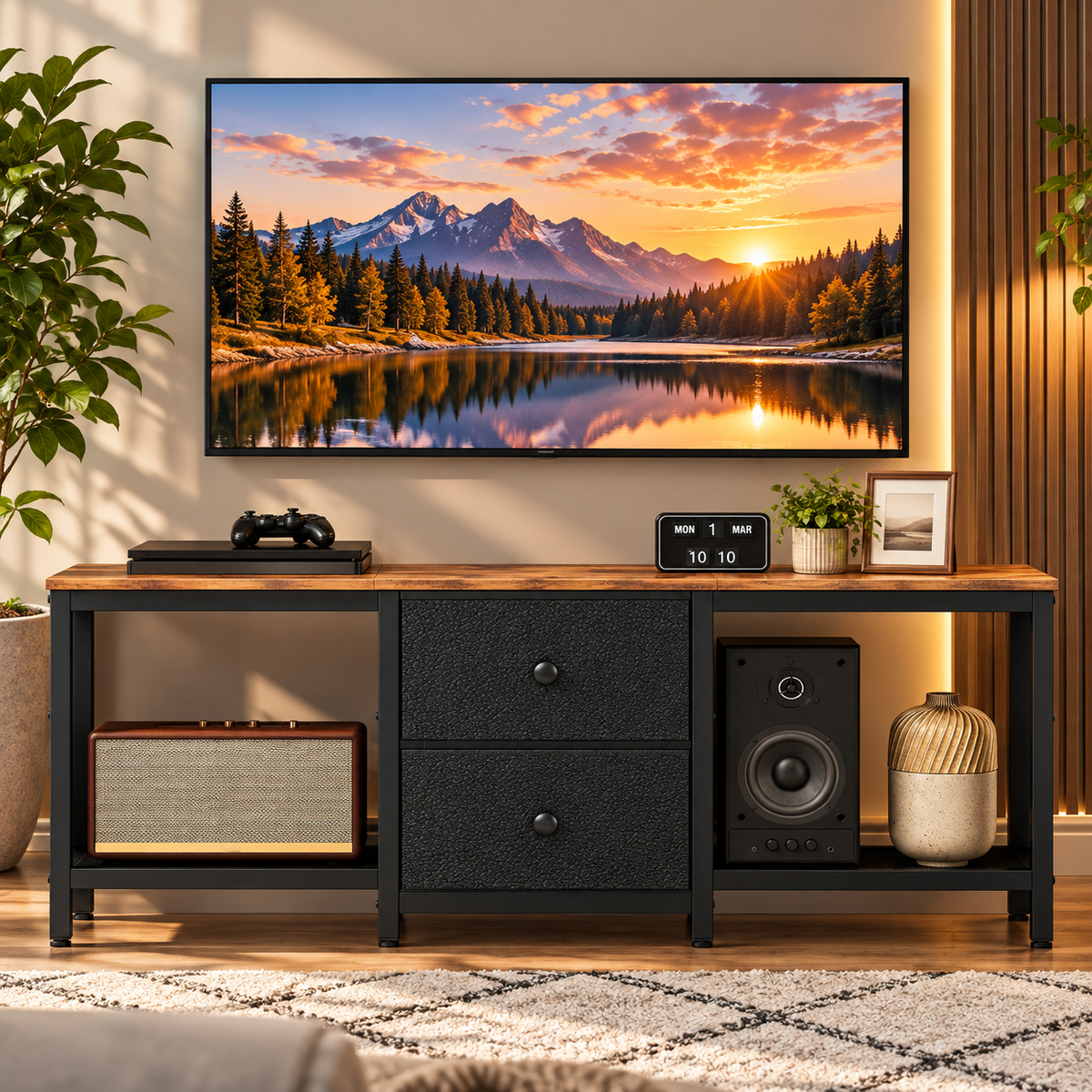 Holly Rustic TV Stand with Storage Drawers