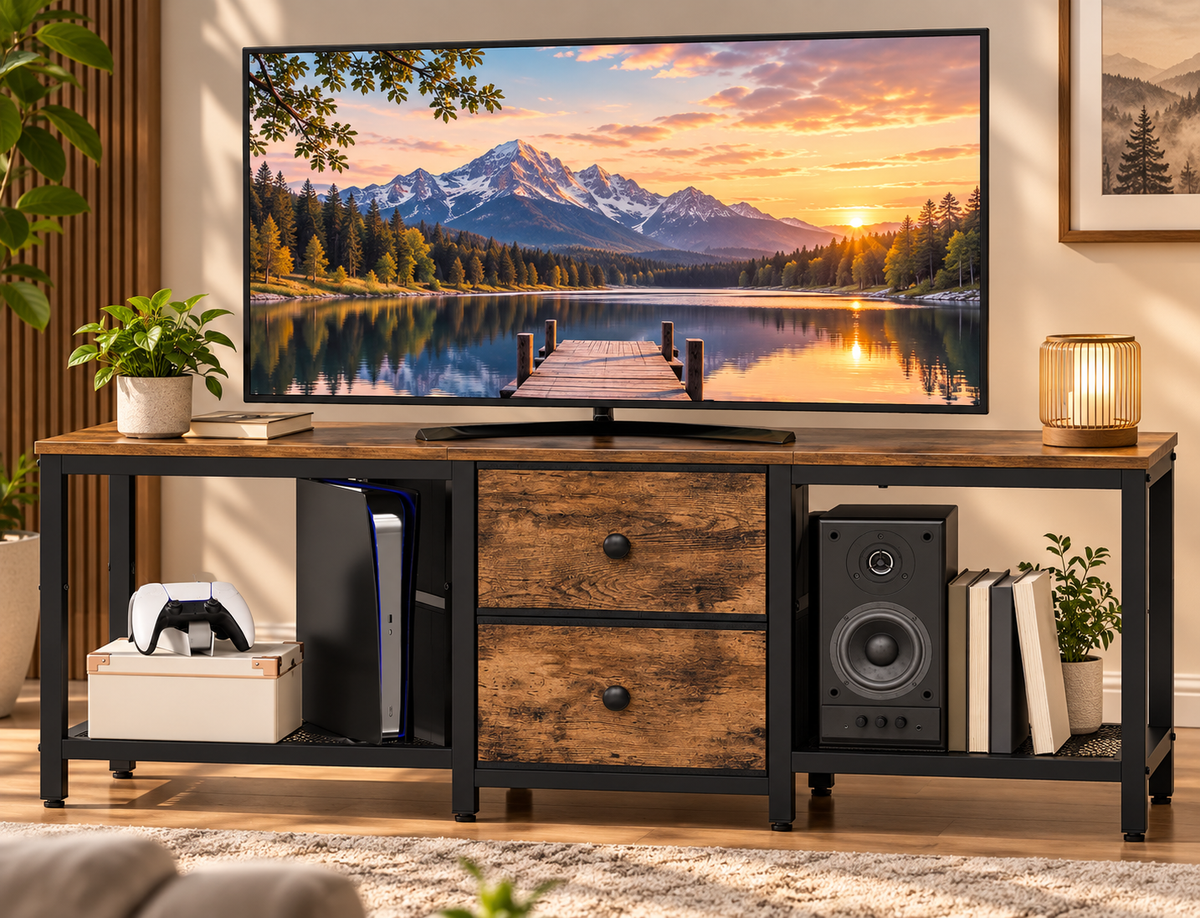 Holly Rustic TV Stand with Storage Drawers