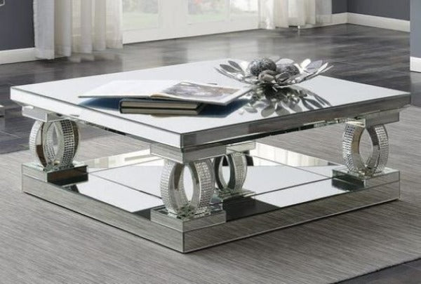 Contemporary Silver Mirrored Coffee Table