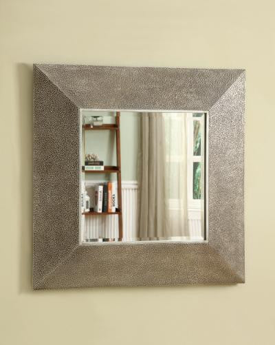 Accent Mirrors Square Droplet Frame Mirror in Silver Finish - Katy Furniture