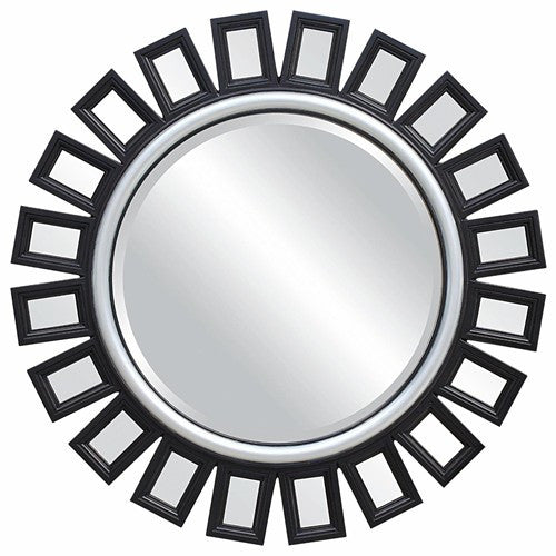 Black Sunburst Mirror with Silver Trim - Katy Furniture