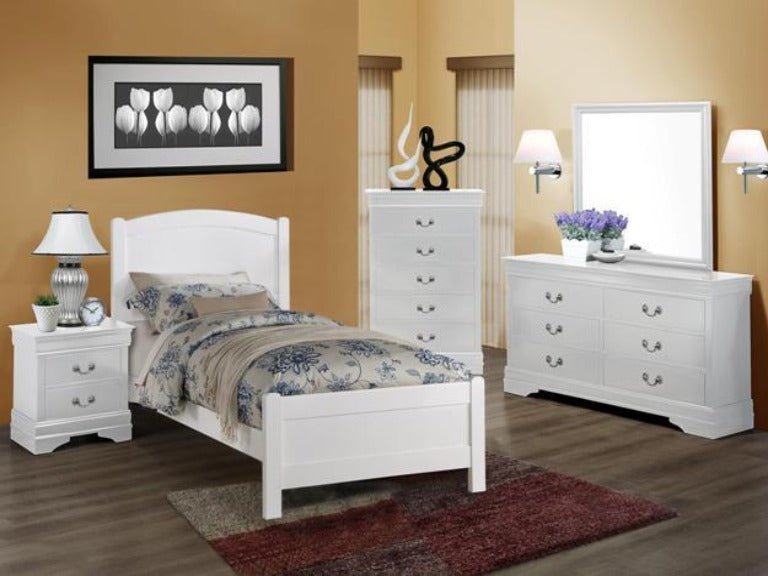Helene White Twin Bed - Katy Furniture