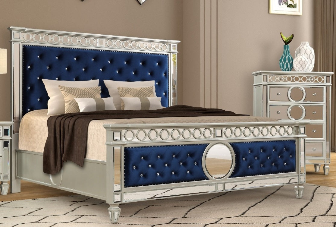 Varian Queen Bed w/ Platinum Nightstand & Chest