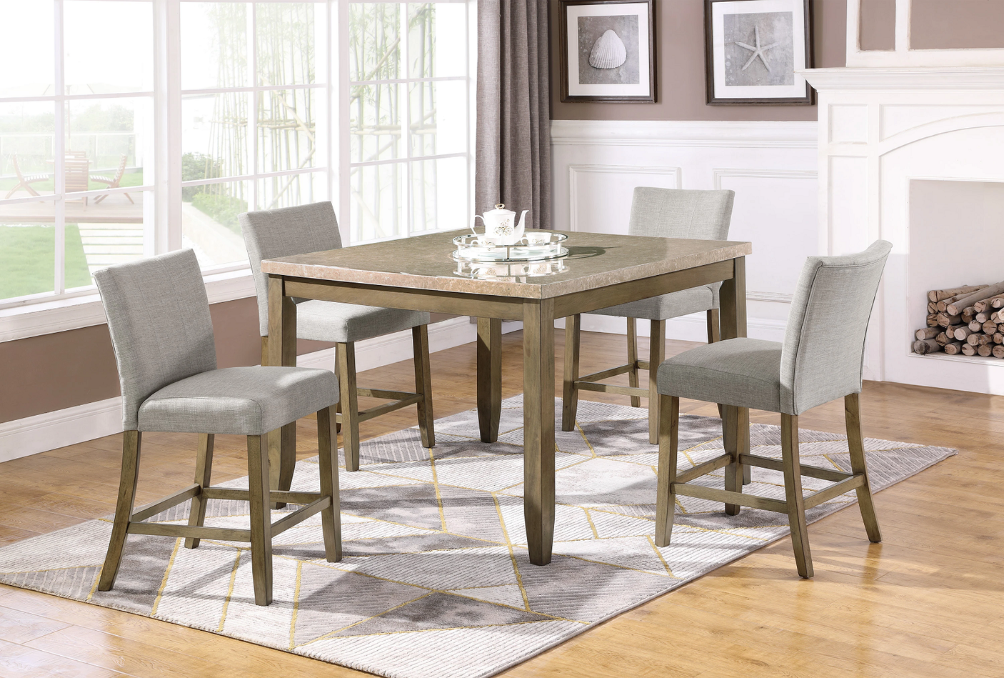 Mike Counter Height Table W/4 Chairs