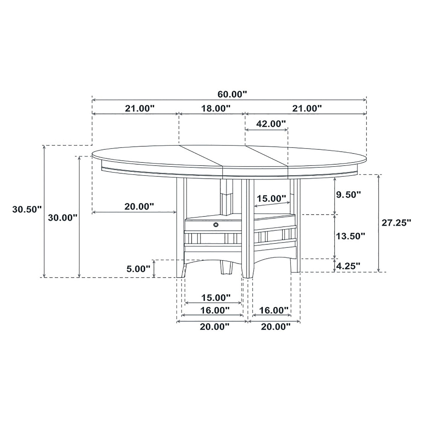 Lavon Oval 60-inch Extension Leaf Dining Table Medium
