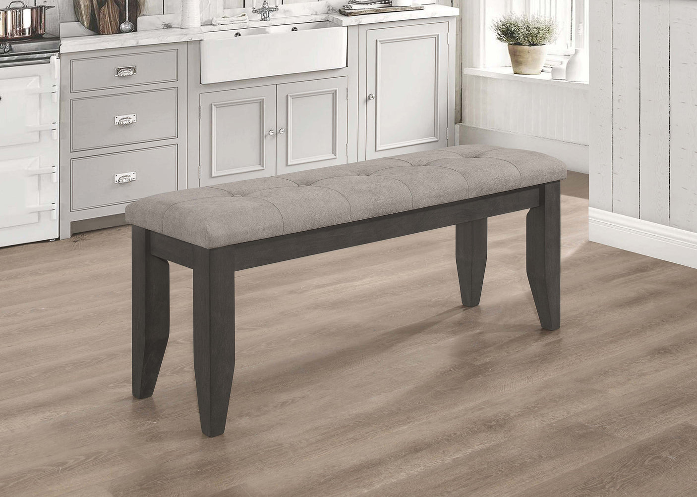 Dalila Leatherette Upholstered Wood Dining Bench