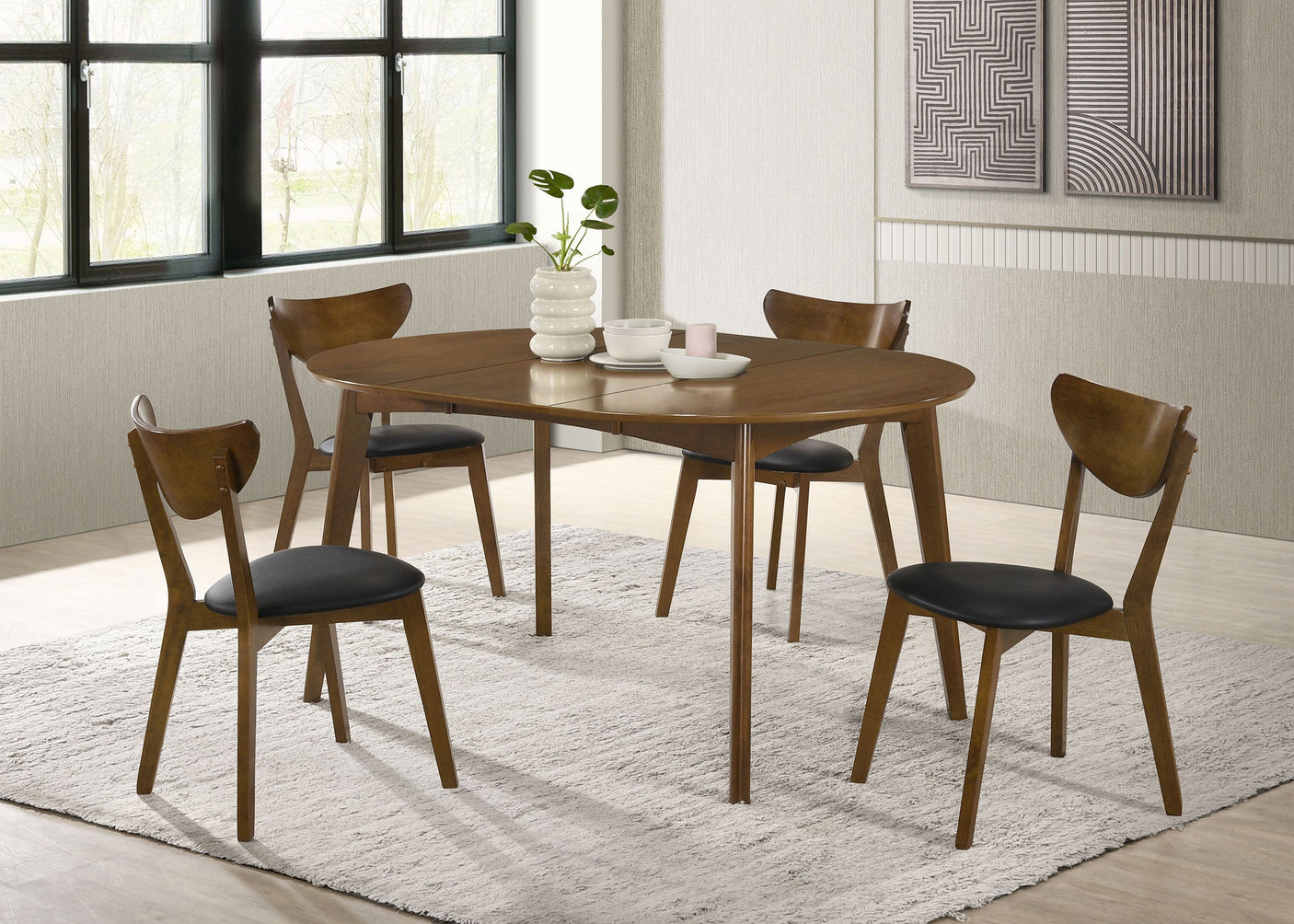 Jedda 5-piece Oval Dining Table Set Dark Walnut