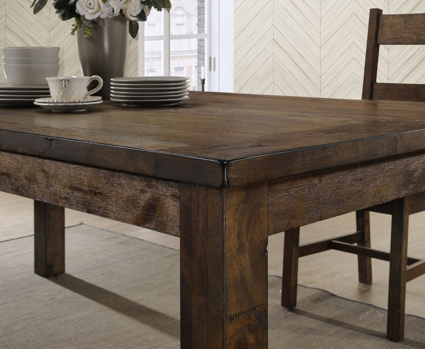 Coleman Rectangular Dining Set Rustic Golden Brown