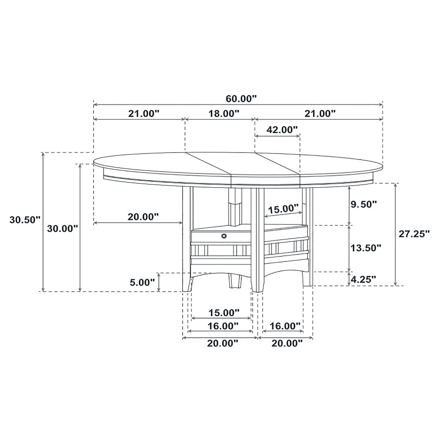 Lavon Oval 60-inch Extension Leaf Dining Table Medium