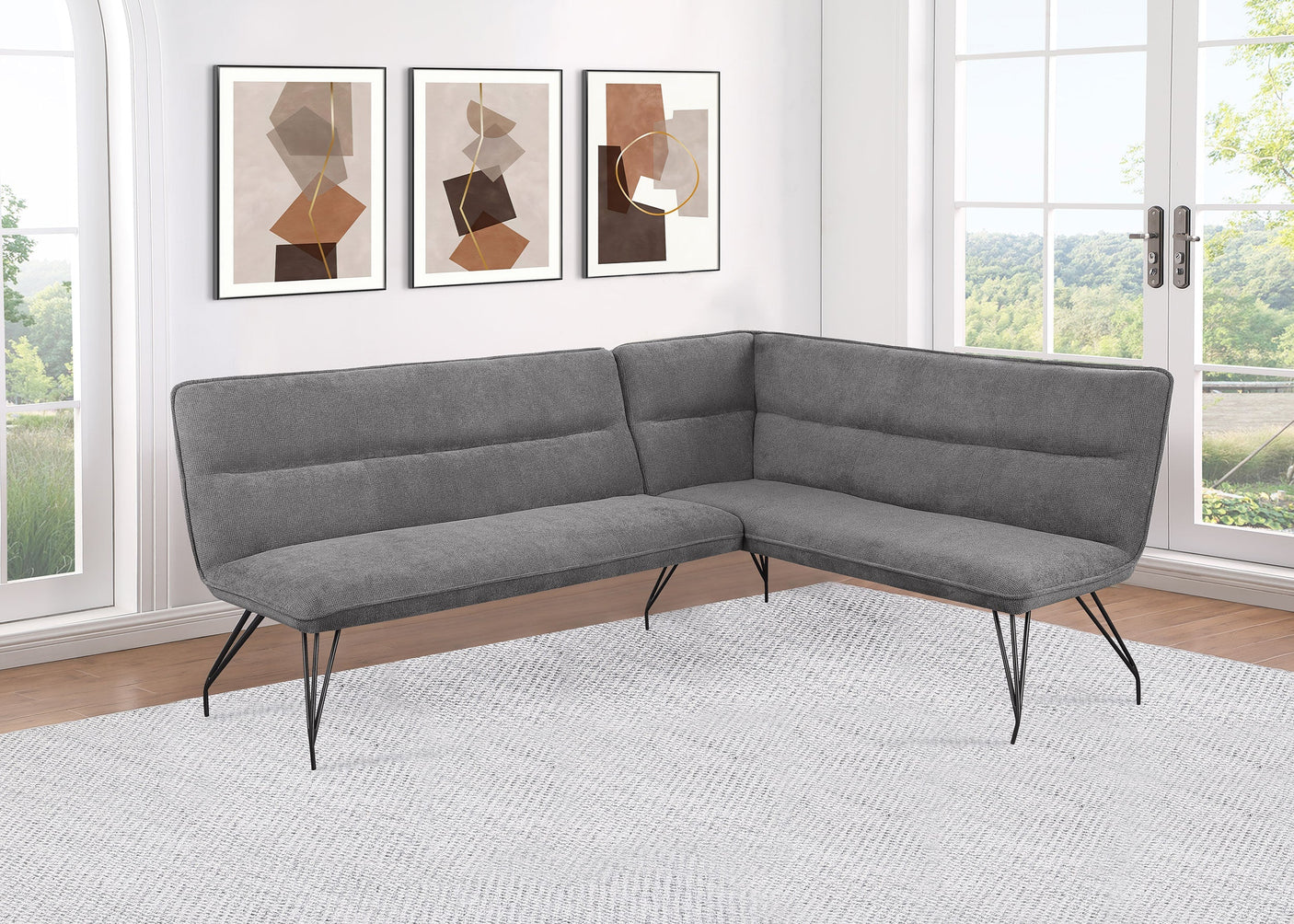 Dodson Fabric Upholstered L-Shaped Nook Dining Bench