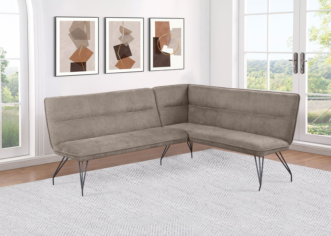 Dodson Fabric Upholstered L-Shaped Nook Dining Bench