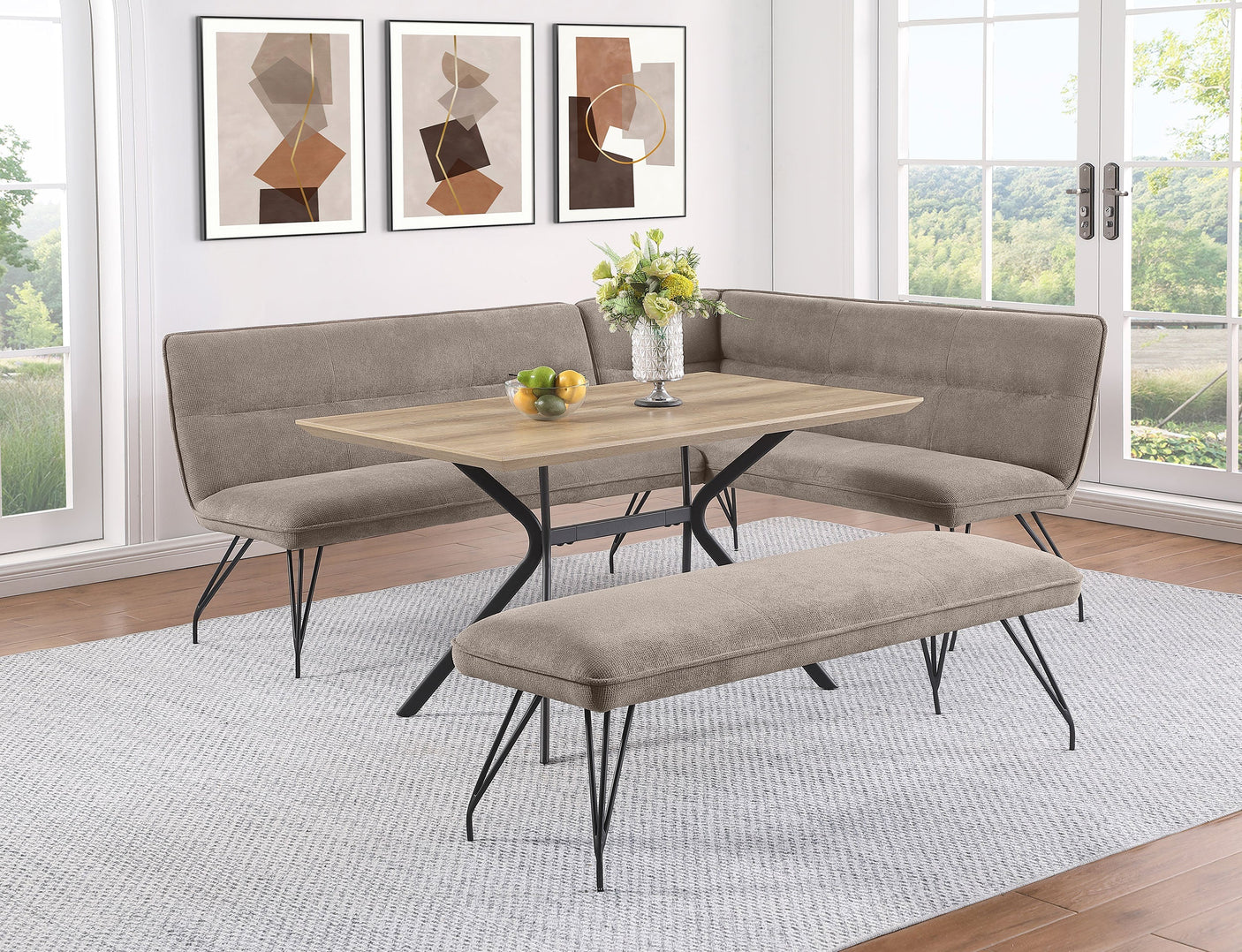 Dodson Fabric Upholstered L-Shaped Nook Dining Bench