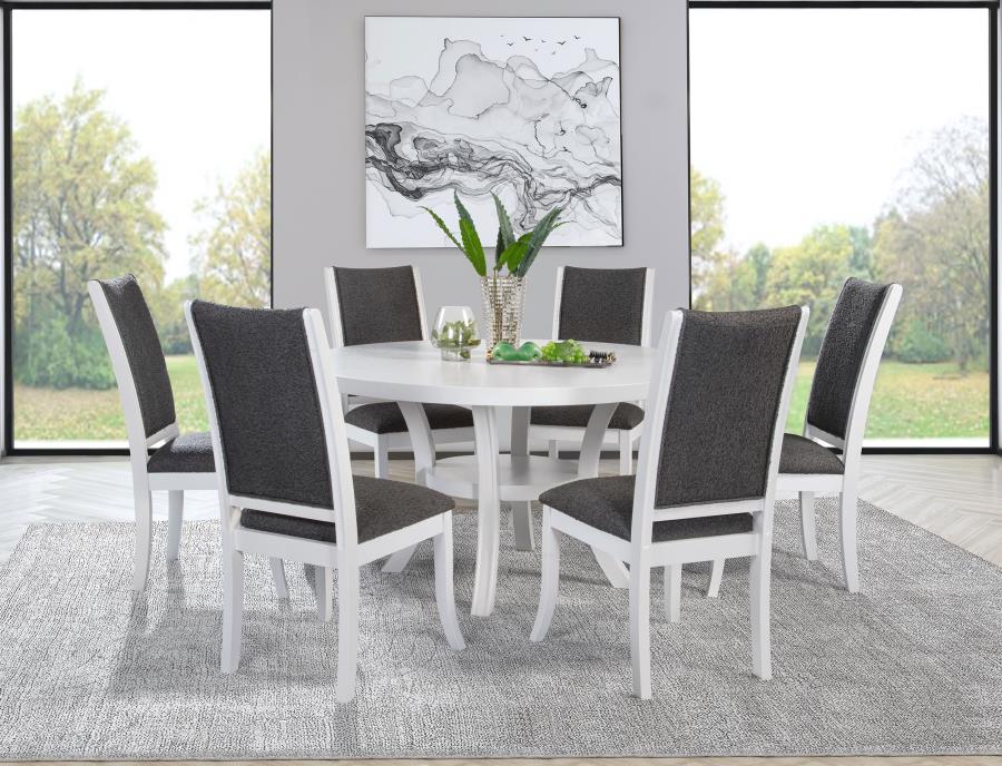 Judd 54-inch Round Wood Dining Table Set Pearl