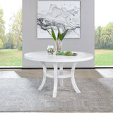 Judd 54-inch Round Dining Wood Table with Shelf Pearl White