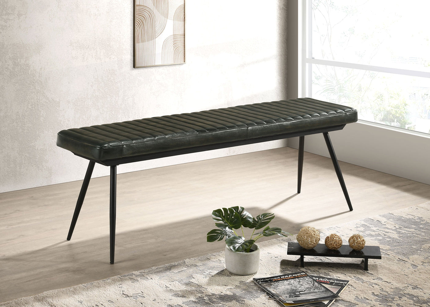 Misty Leather Upholstered Dining Bench