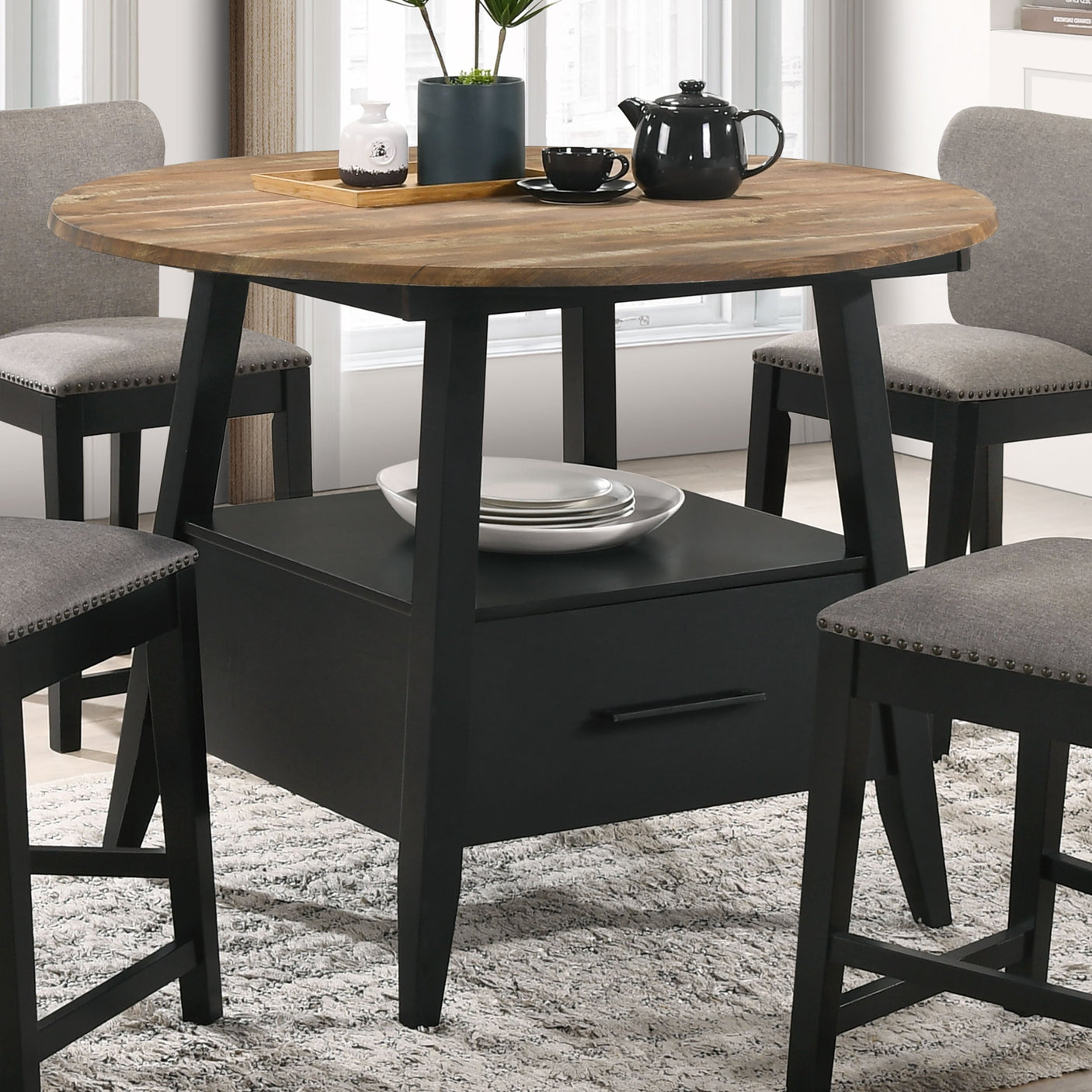 Gibson Round 50-inch Counter Height Dining Table Yukon Oak