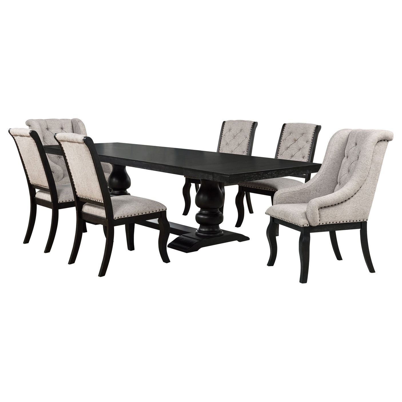Phelps 9-piece Rectangular Dining Table Set Distressed Noir