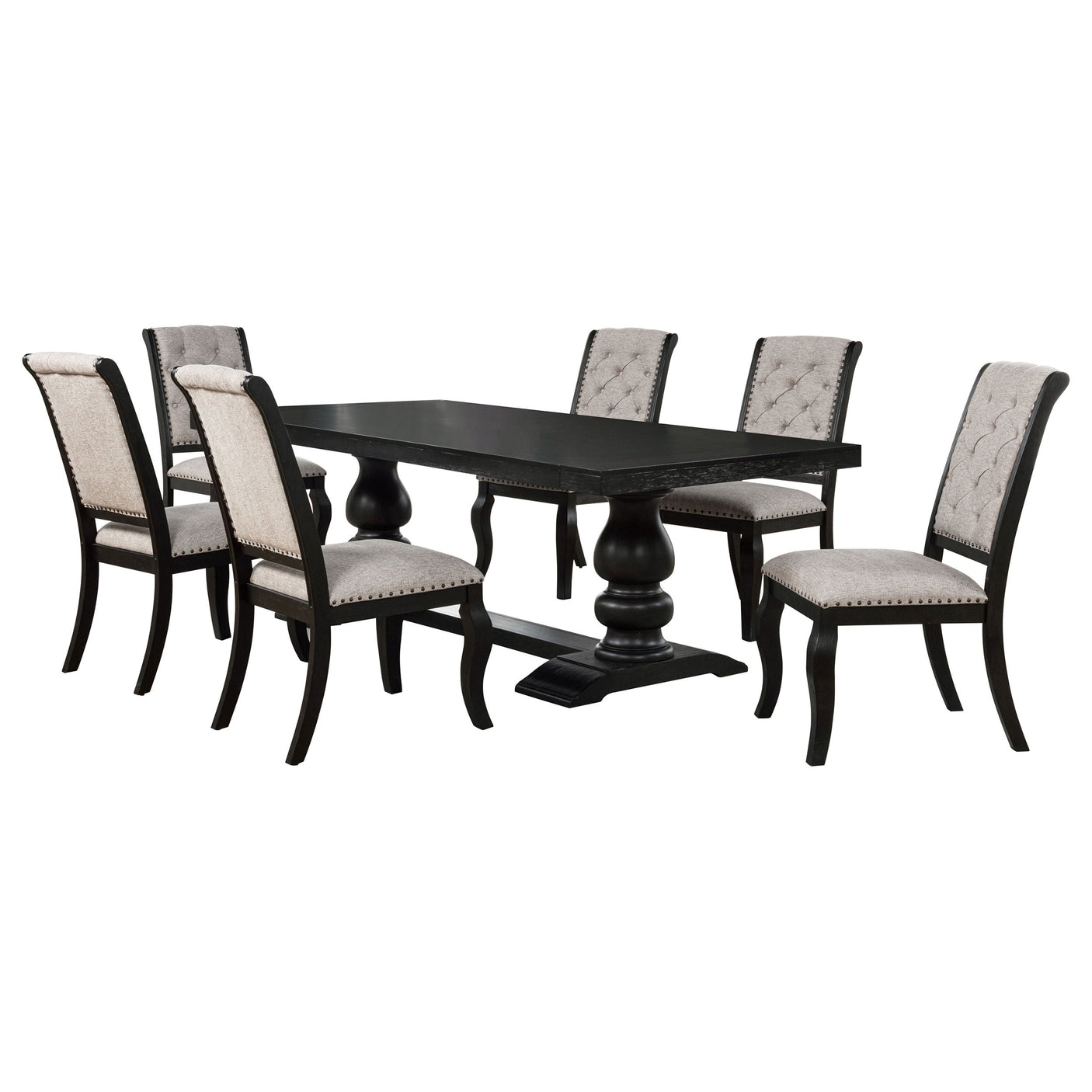 Phelps 9-piece Rectangular Dining Table Set Distressed Noir