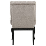 Phelps Upholstered Dining Arm Chair Tan Distressed Noir (Set of 2)