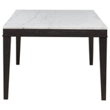 Averill 7-piece White Marble Top Dining Set Dark Grey and Coffee Bean