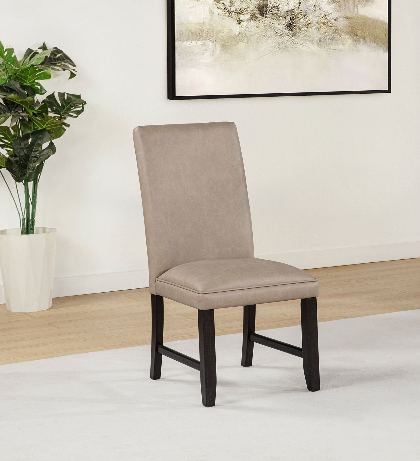 Averill Faux Leather Upholstered Dining Side Chair Dark Grey (Set of 2)