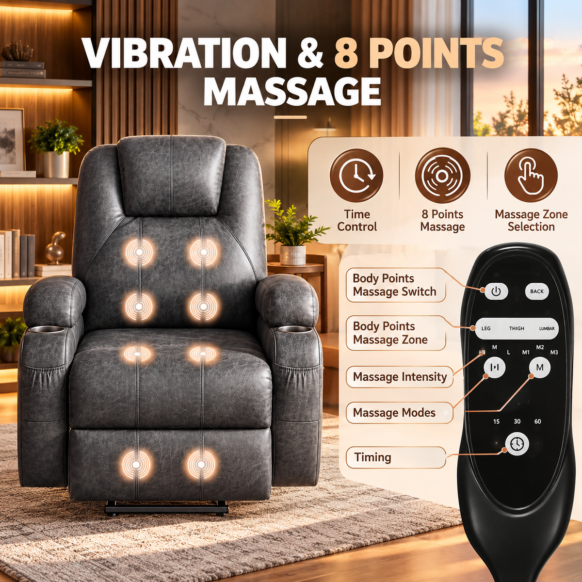 Serenity Power Lift Massage Recliner