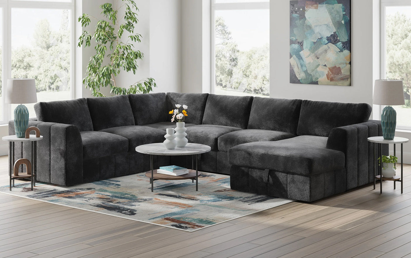 Armfield 4PC Sectional with Pop Up Sleeper & Storage