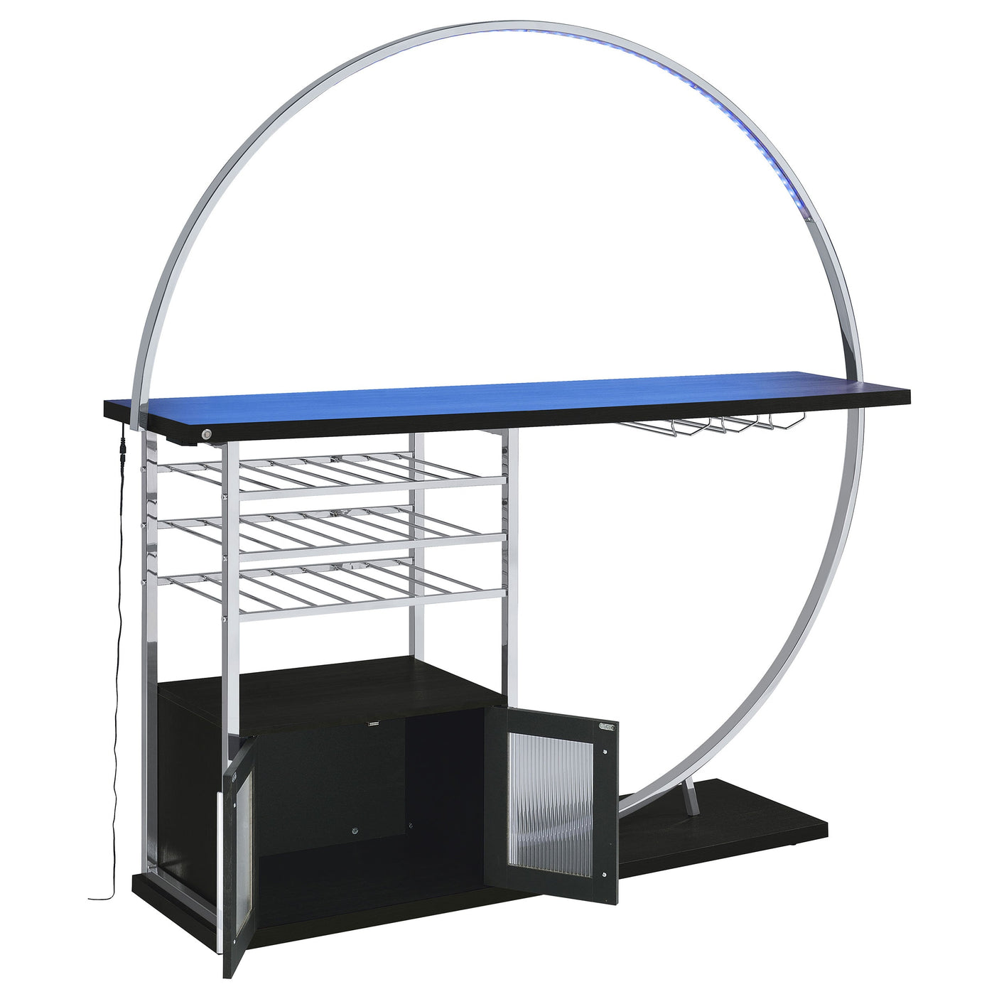 Risley 2-door Circular LED Wine Cabinet High Gloss