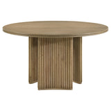 Adina 53-inch Round Wood Dining Table Distressed Light Brown
