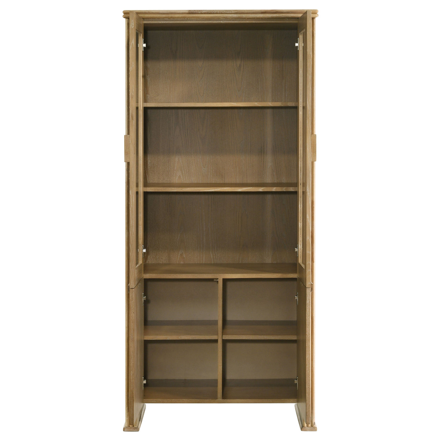 Adina 77-inch Tall Display Cabinet Distressed Light Brown
