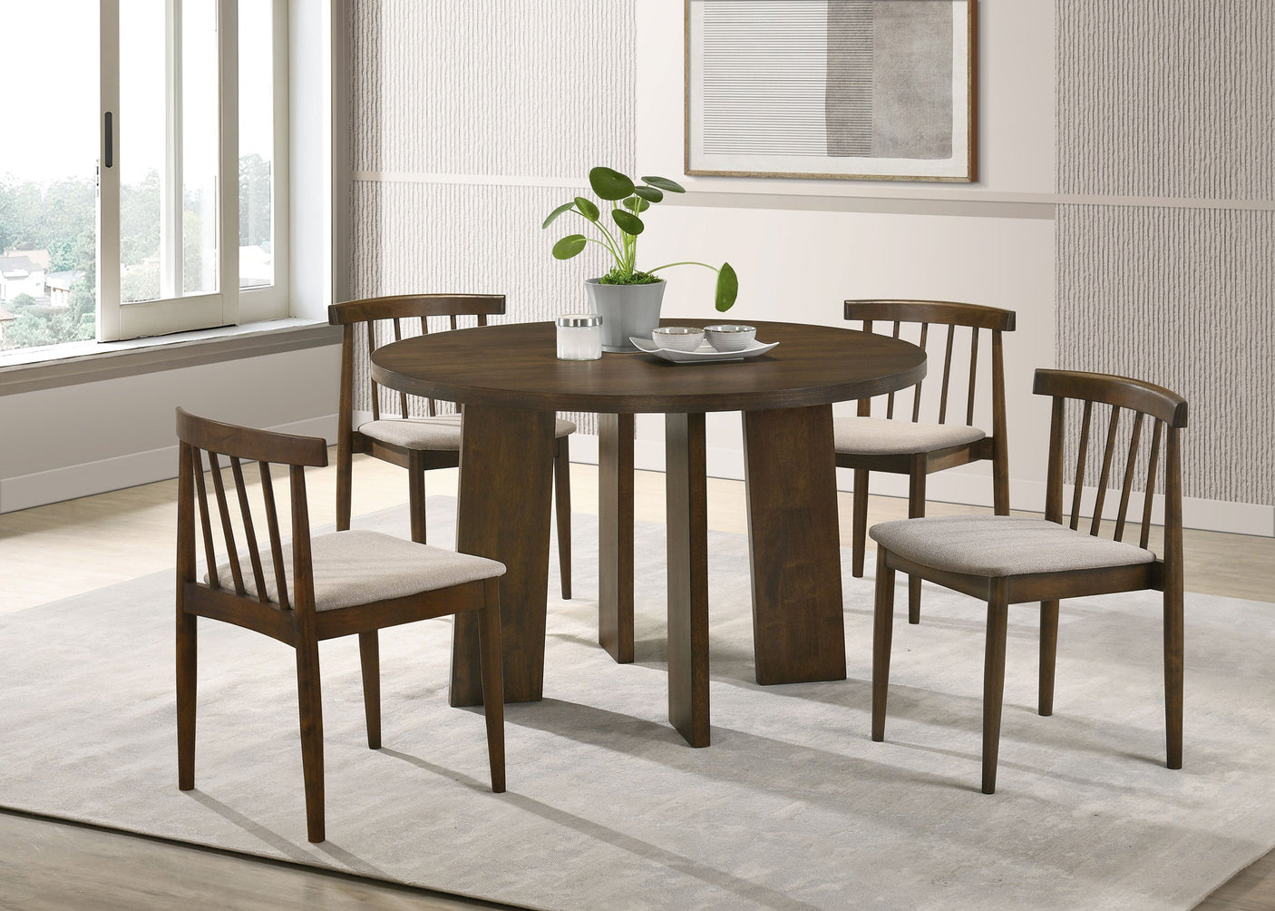 Strouse 47-inch Round Wood Dining Room Table Walnut