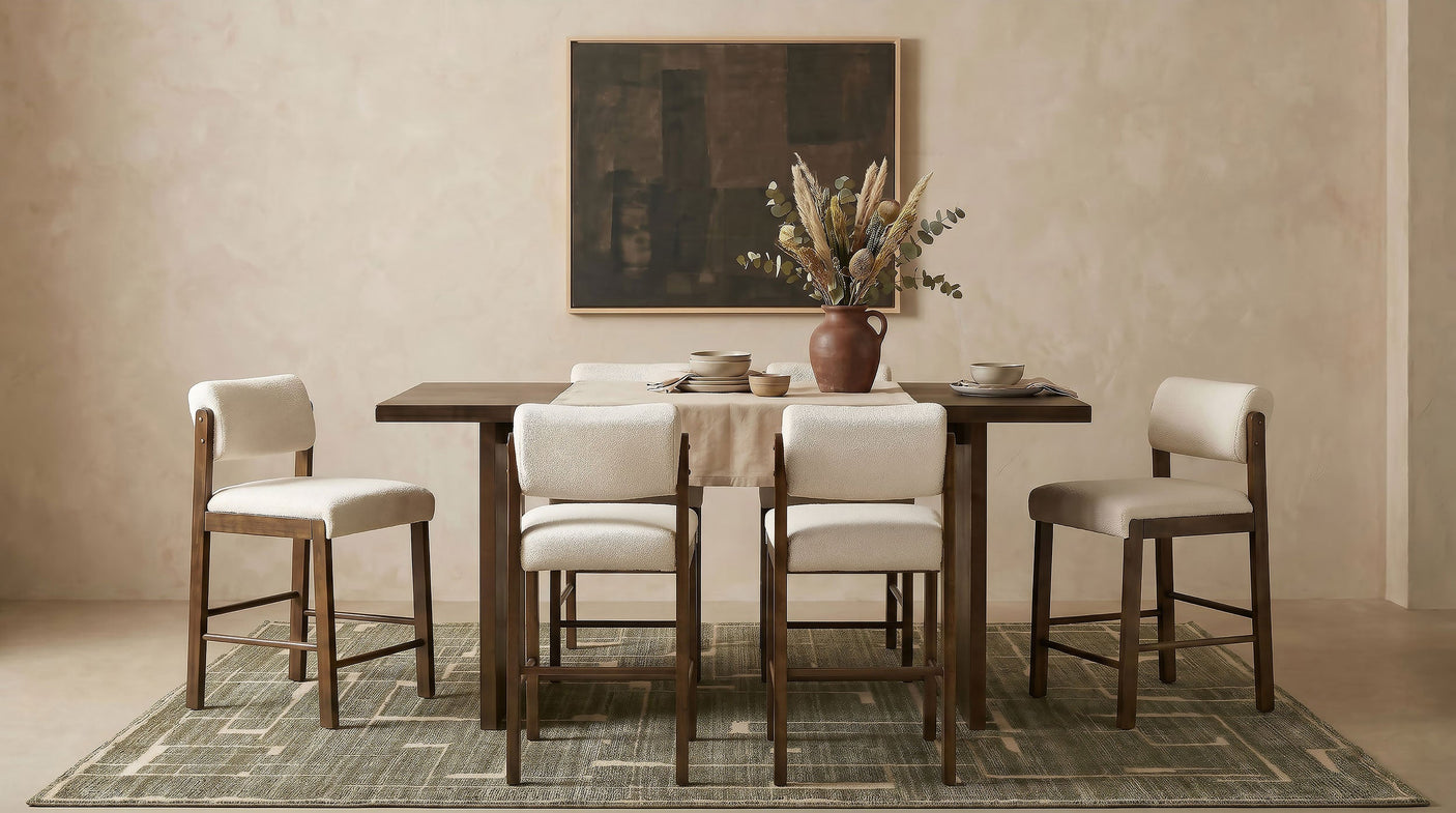 Decker 70-Inch Counter Height Dining Set Cream and Walnut