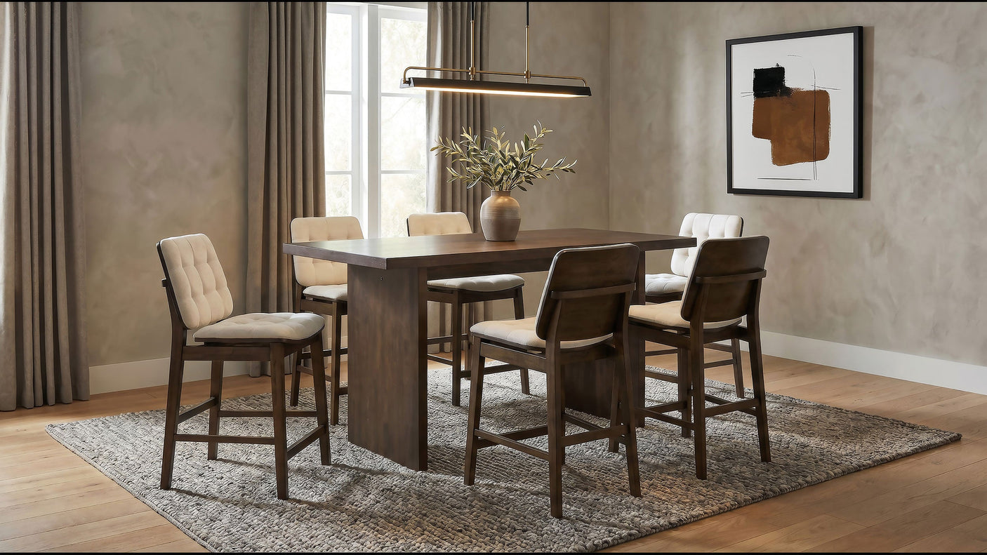 Decker 70-Inch Counter Height Dining Set Cream and Walnut